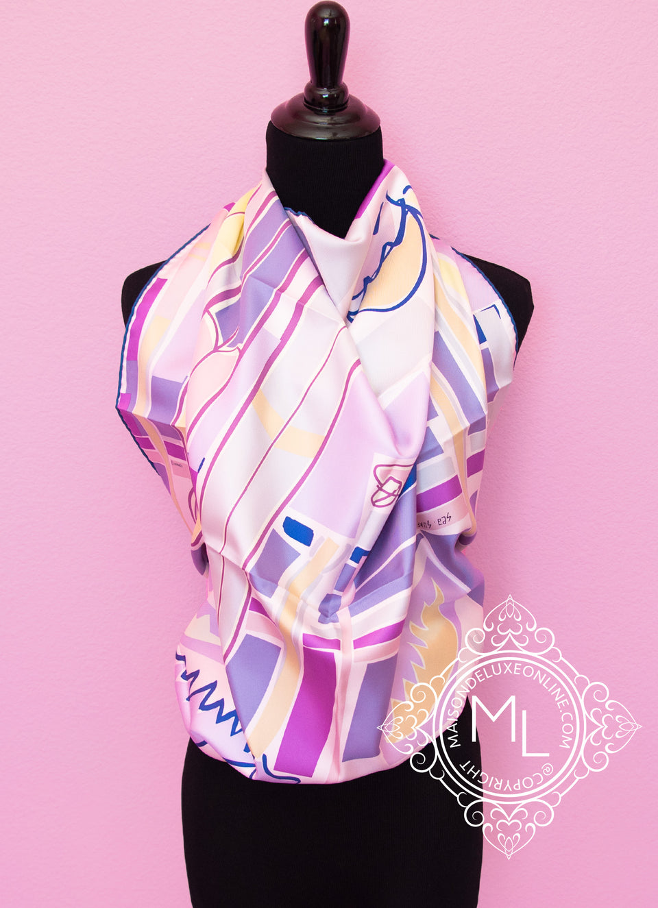 Hermes Purple Twill Silk 90 cm Sea Surf and Fun Scarf