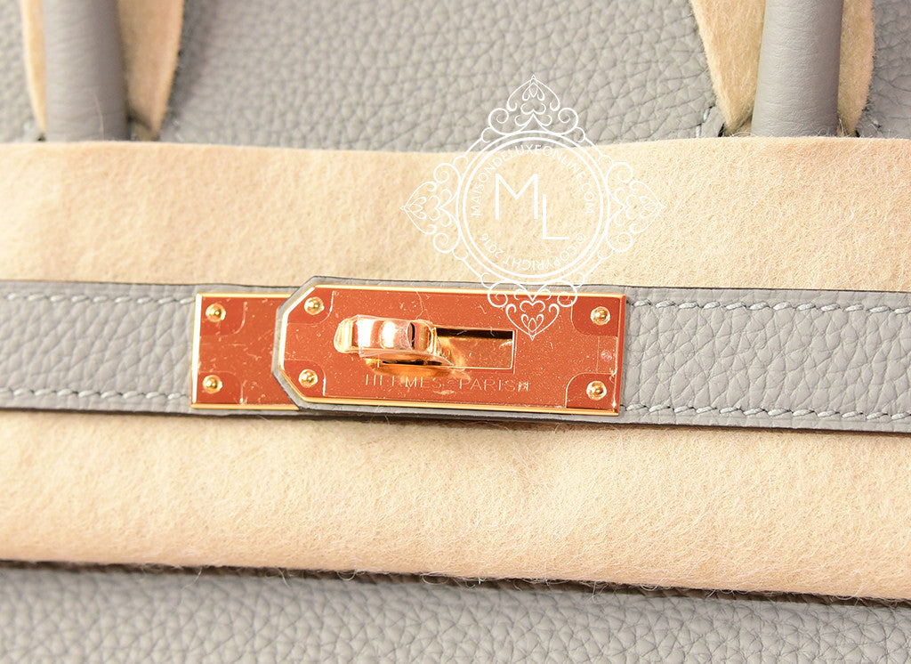 Hermes Birkin 30 Bag Gris Mouette Gold Hardware Togo Leather at