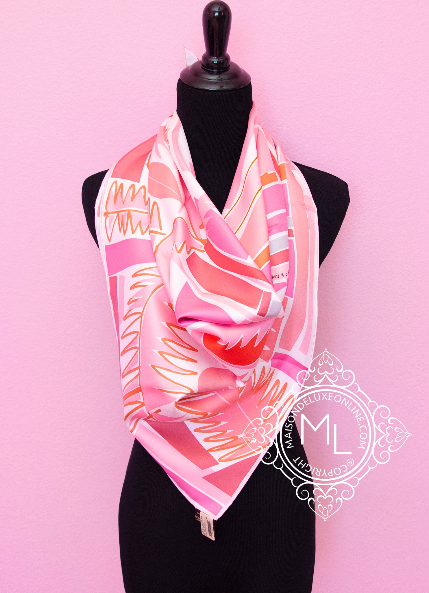 Hermes, Accessories, Hermes Twilly Scarf Stole Bag Handle Accessories  Pink Silk 8435