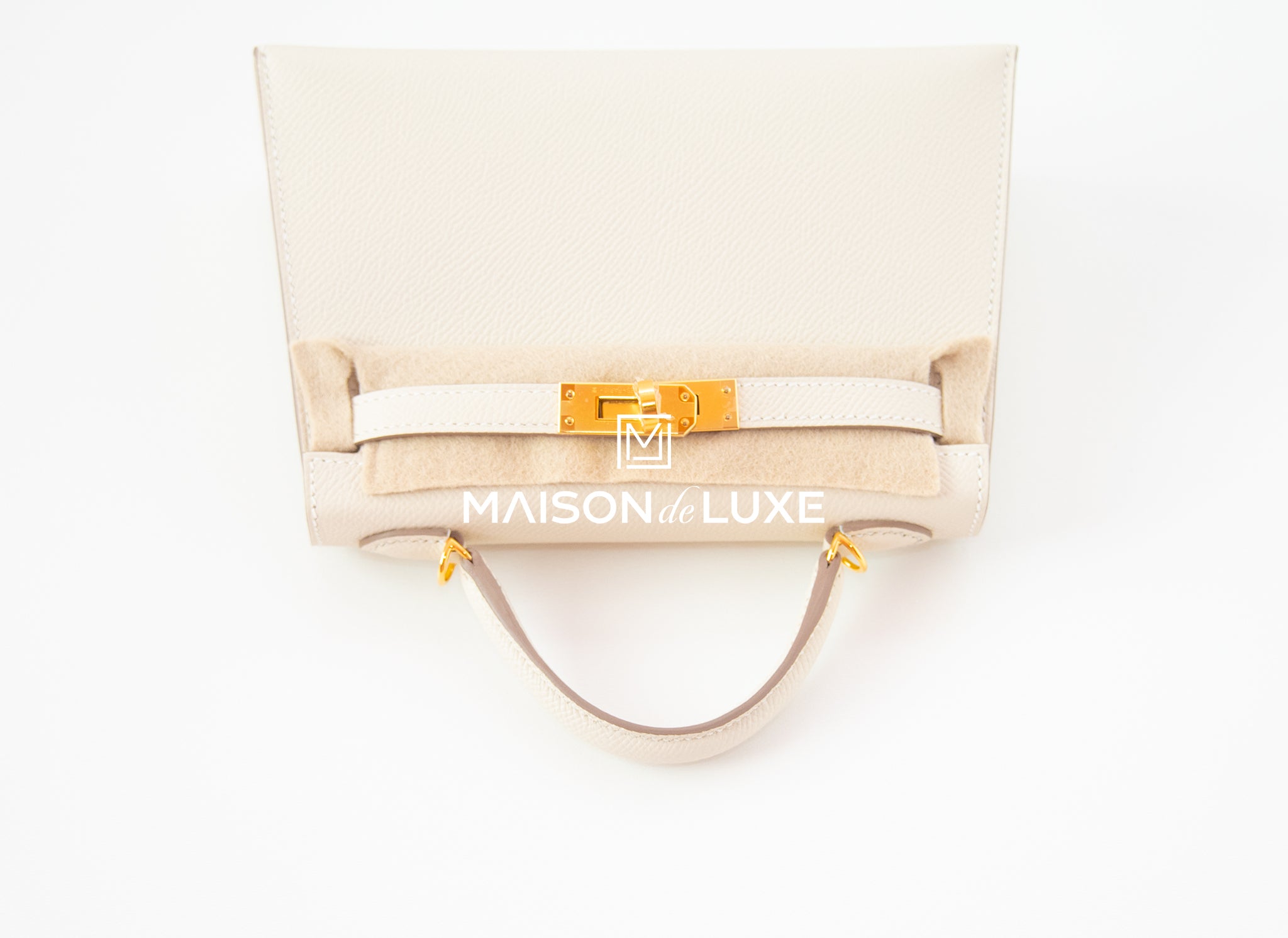 Hermes Craie Kelly 20cm Mini Off White Shoulder Bag - Chicjoy