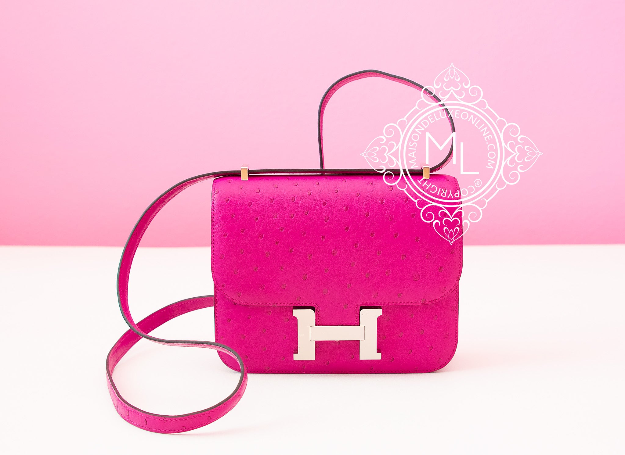 Hermès Mini Constance Ostrich Chai Gold Hardware - Luxury Shopping