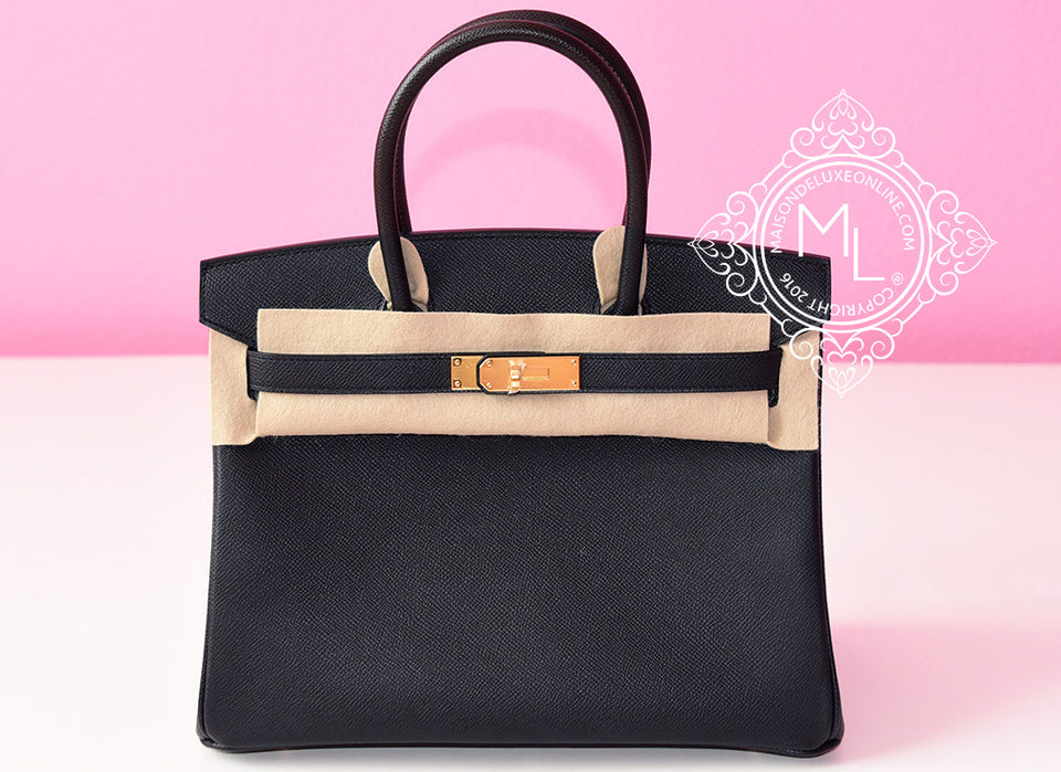 Hermes HSS Bamboo And Black Bi-Color 30cm Birkin Bag SO Gold