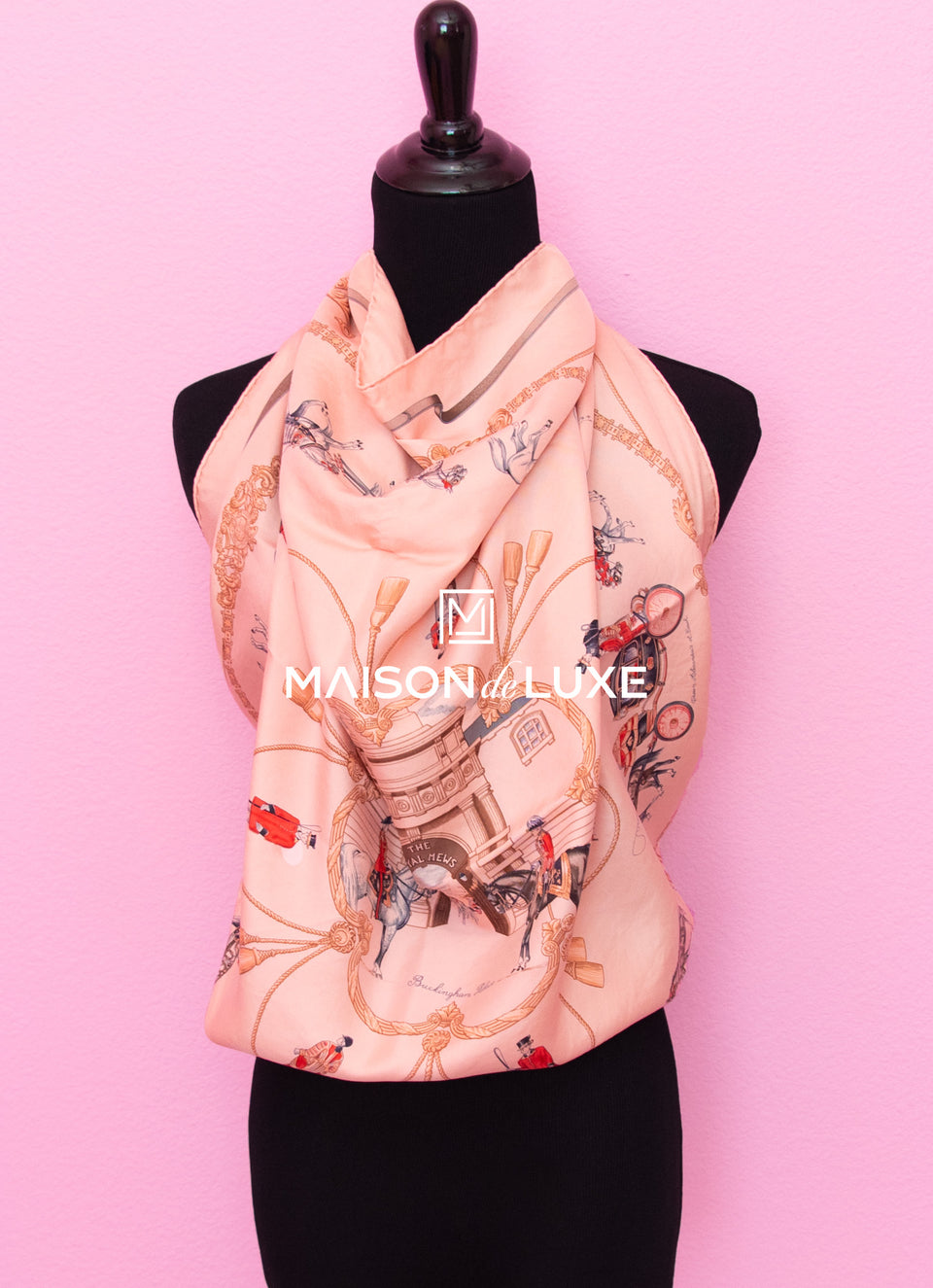 Hermes "The Royal Mews" Pink Dip Dye 90 cm Scarf