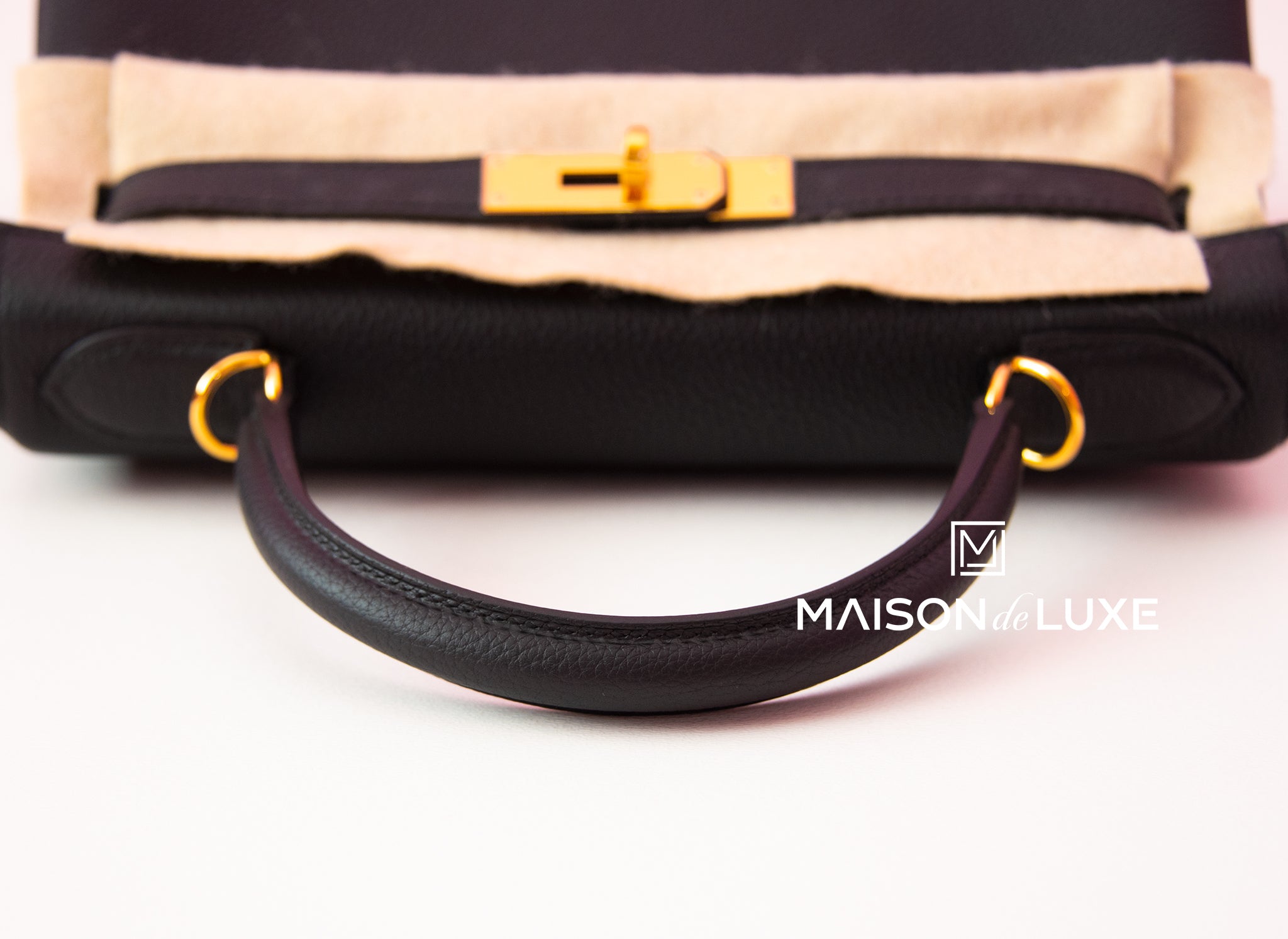 Kelly 28 leather handbag Hermès Black in Leather - 25040025