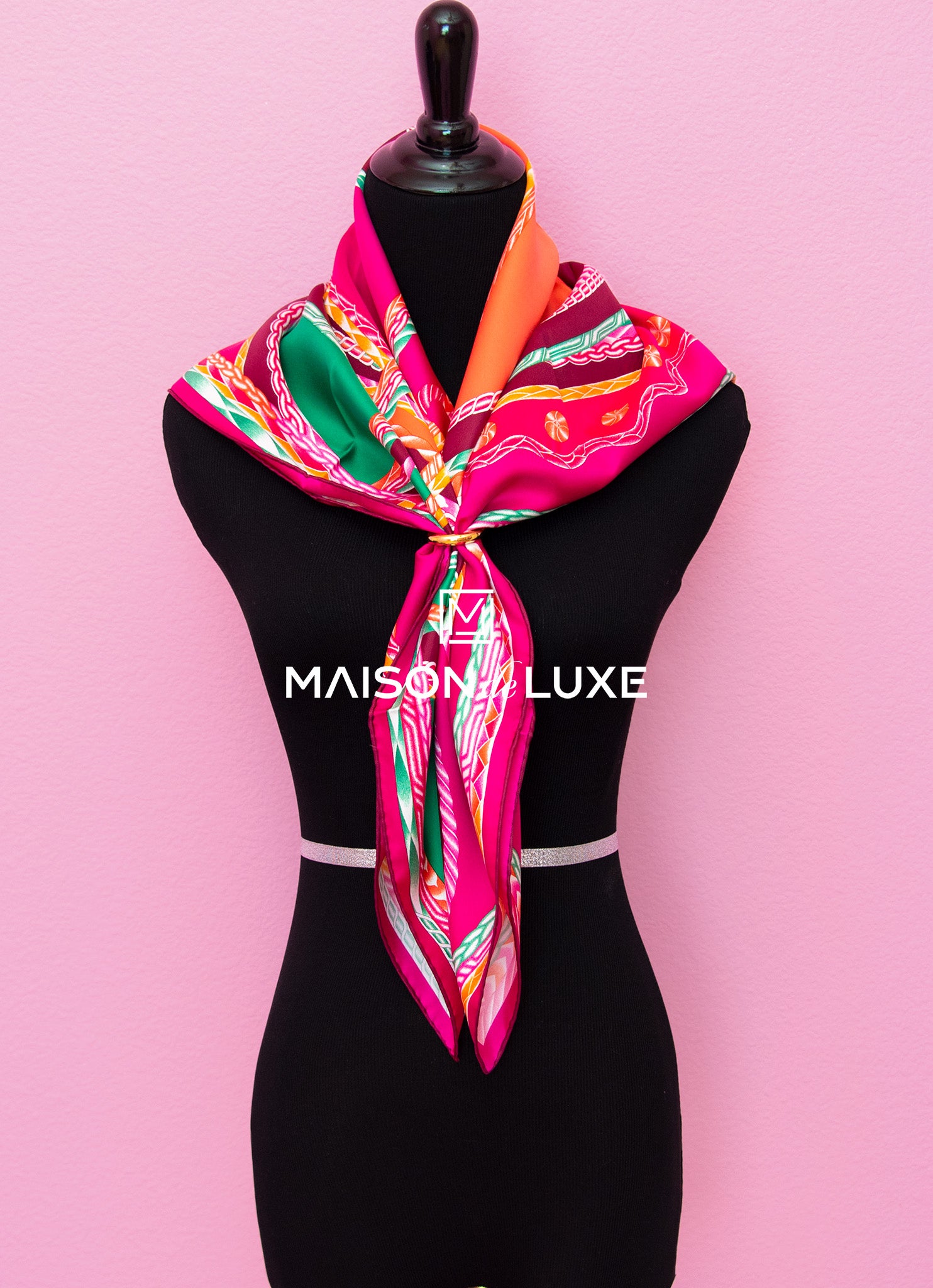 HERMÈS SILK TWILLY SCARF JEU DE UNIFORME YU/VIEUX ROSE/ORANGE – SukiLux