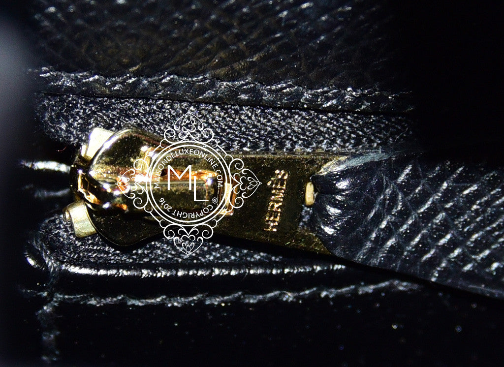 Hermes Kelly 28 Sellier Noir Black Epsom Gold Hardware - Vendome Monte Carlo