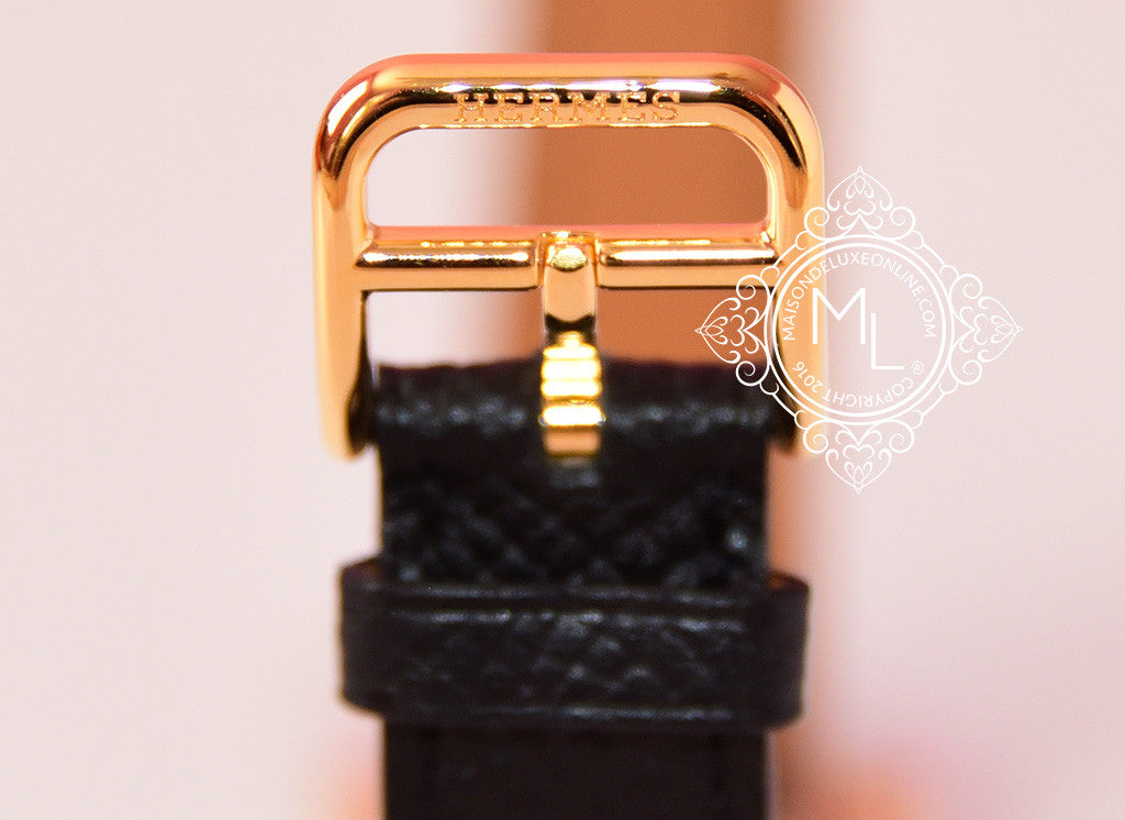 Hermès Heure H Watch PM Gold Plated Etoupe Epsom Leather Strap – SukiLux