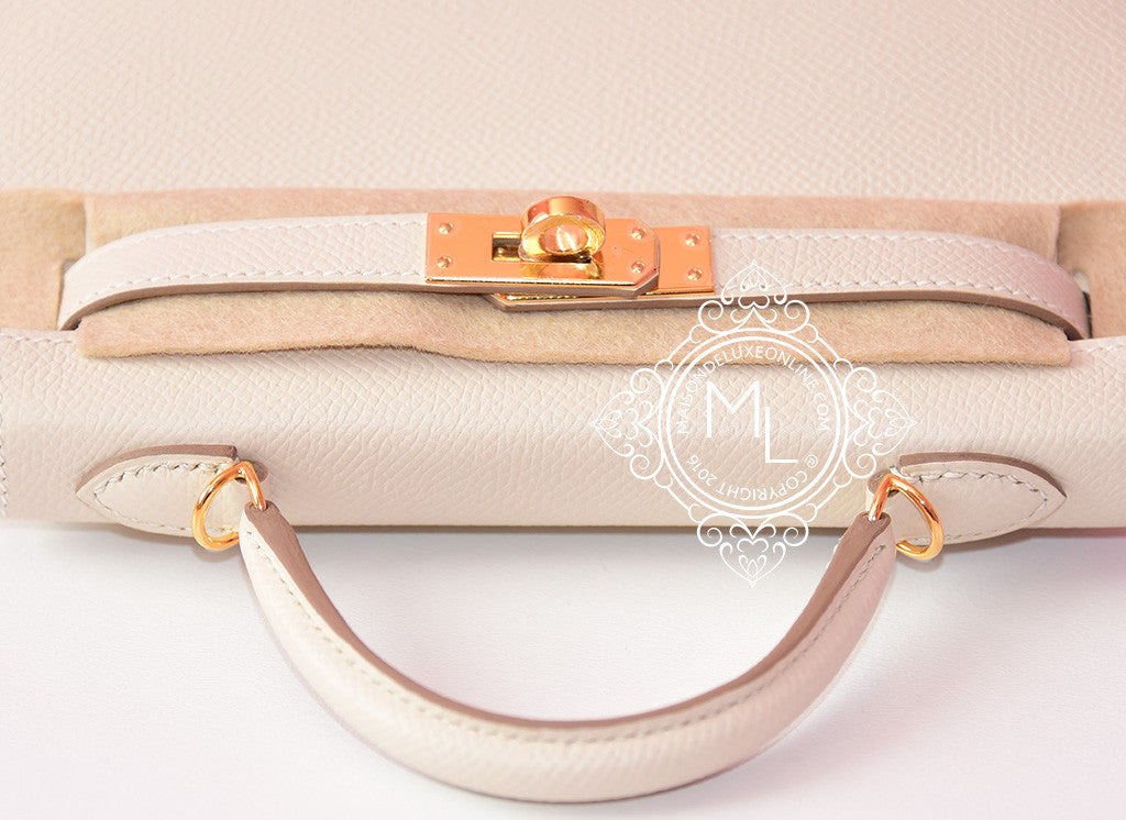 Hermes Craie Kelly 20cm Mini Off White Limited Edition VIP Shoulder Bag