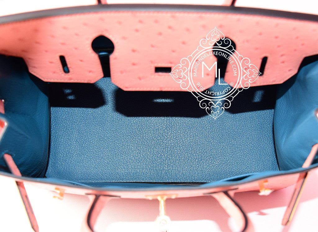 Hermes Rose Peach Pink Terre Cuite GHW Gold Ostrich Birkin 30 Handbag –  MAISON de LUXE