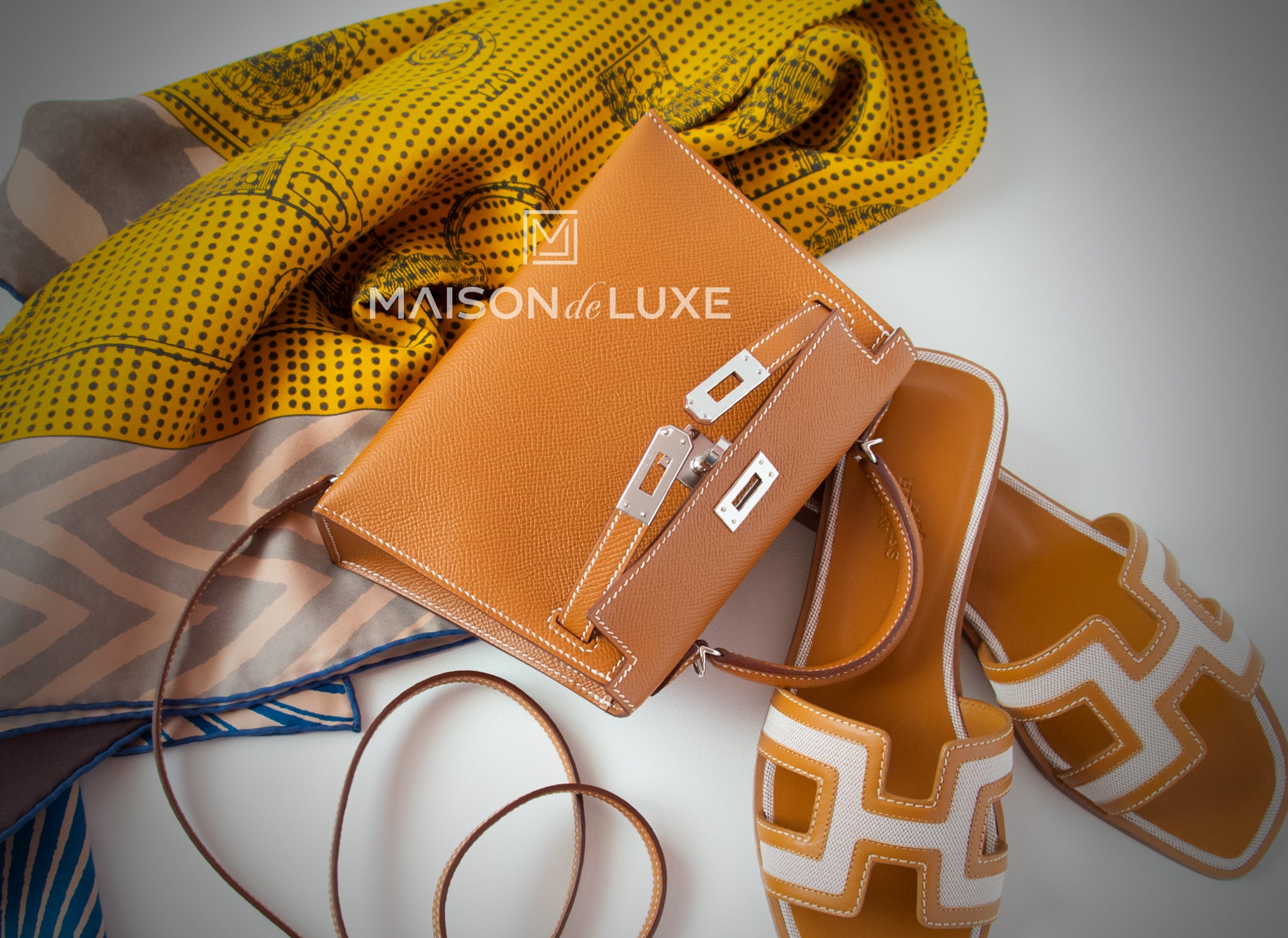 Hermes Gold Brown Epsom Mini Kelly II 20 cm Bag Pochette Clutch