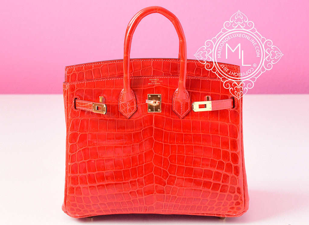 Be that lady in red with this gorgeous Hermès Geranium Red Porosus Crocodile  35cm Birkin! Incredibly rare and specially ordered, this exotic Birkin  is, By Only Authentics