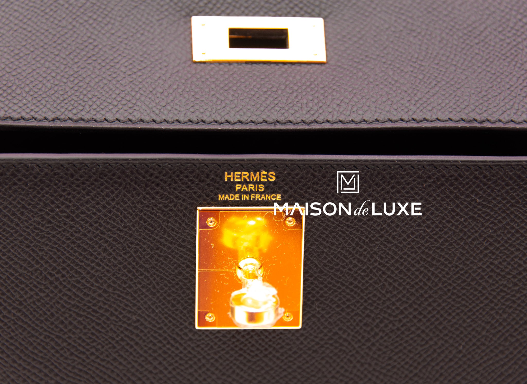 Hermès Kelly HSS 28 Bleu Electrique/Noir (Black) Sellier Epsom Gold Ha —  The French Hunter