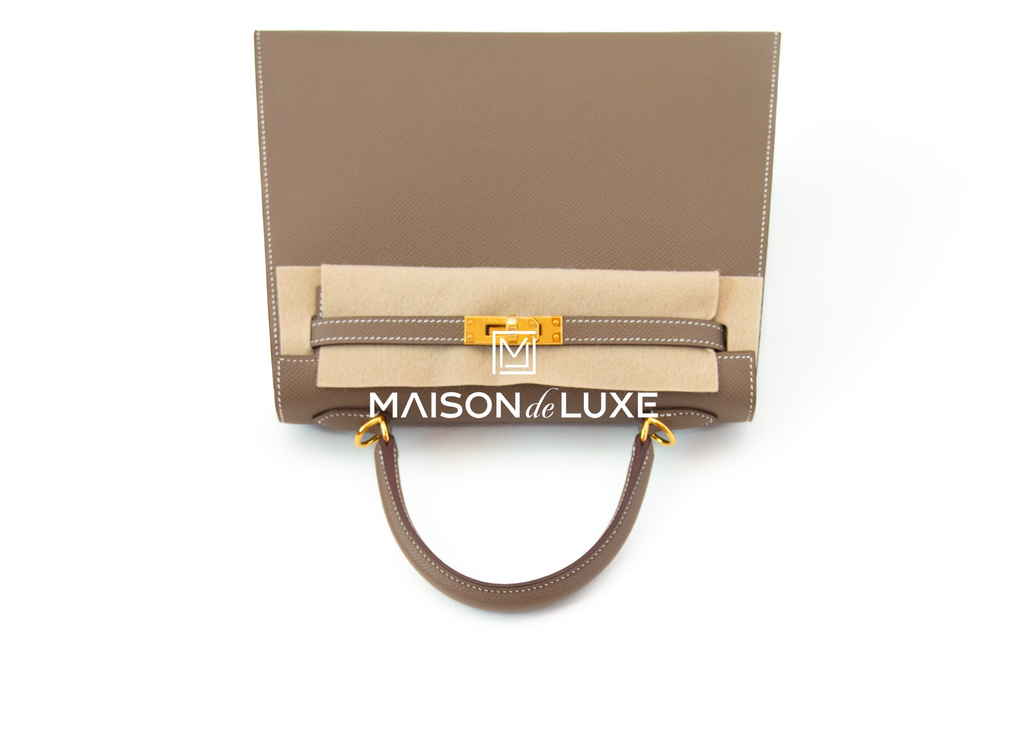 Hermès 25cm Kelly Sellier Etoupe Epsom Leather Gold Hardware