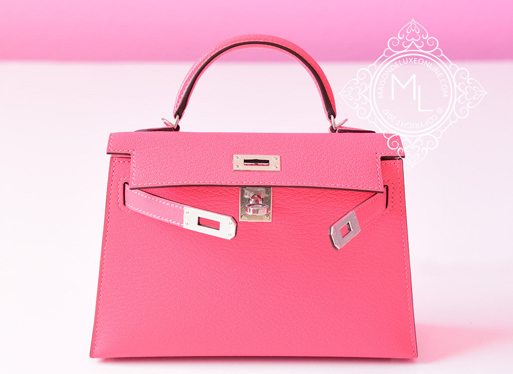 Hermes Pink Rose Confetti Epsom Mini Kelly Pochette Cut Clutch Bag – MAISON  de LUXE