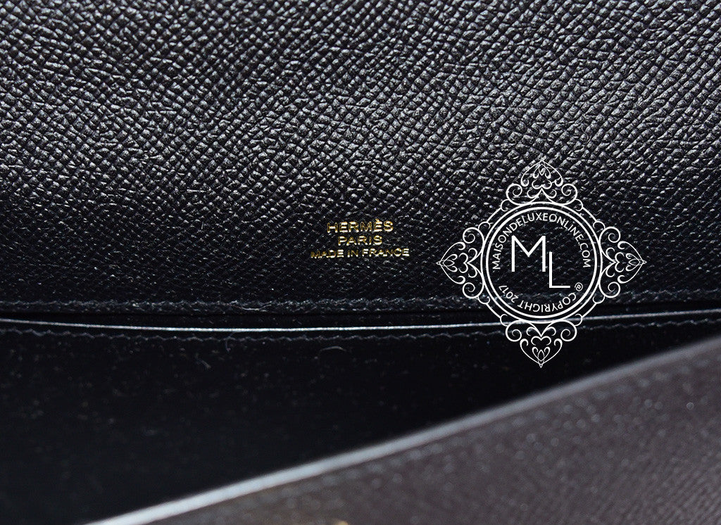 Hermes Noir Black GHW Epsom Mini Kelly Pochette - MAISON de LUXE