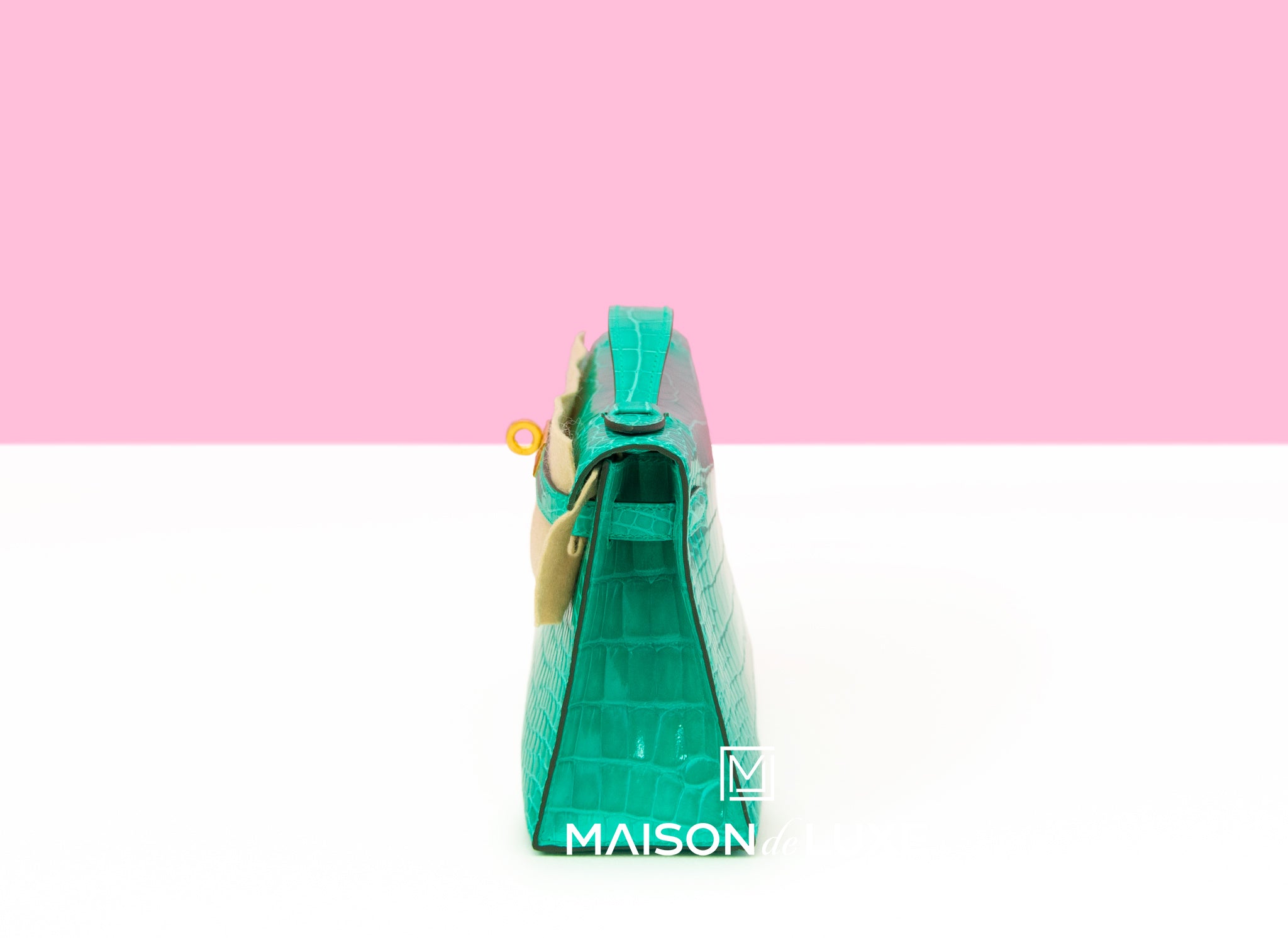 Luxury Maison Ltd. - New 6O vert jade shiny Croc Kelly pochette ghw  #kellypochette #vertjade
