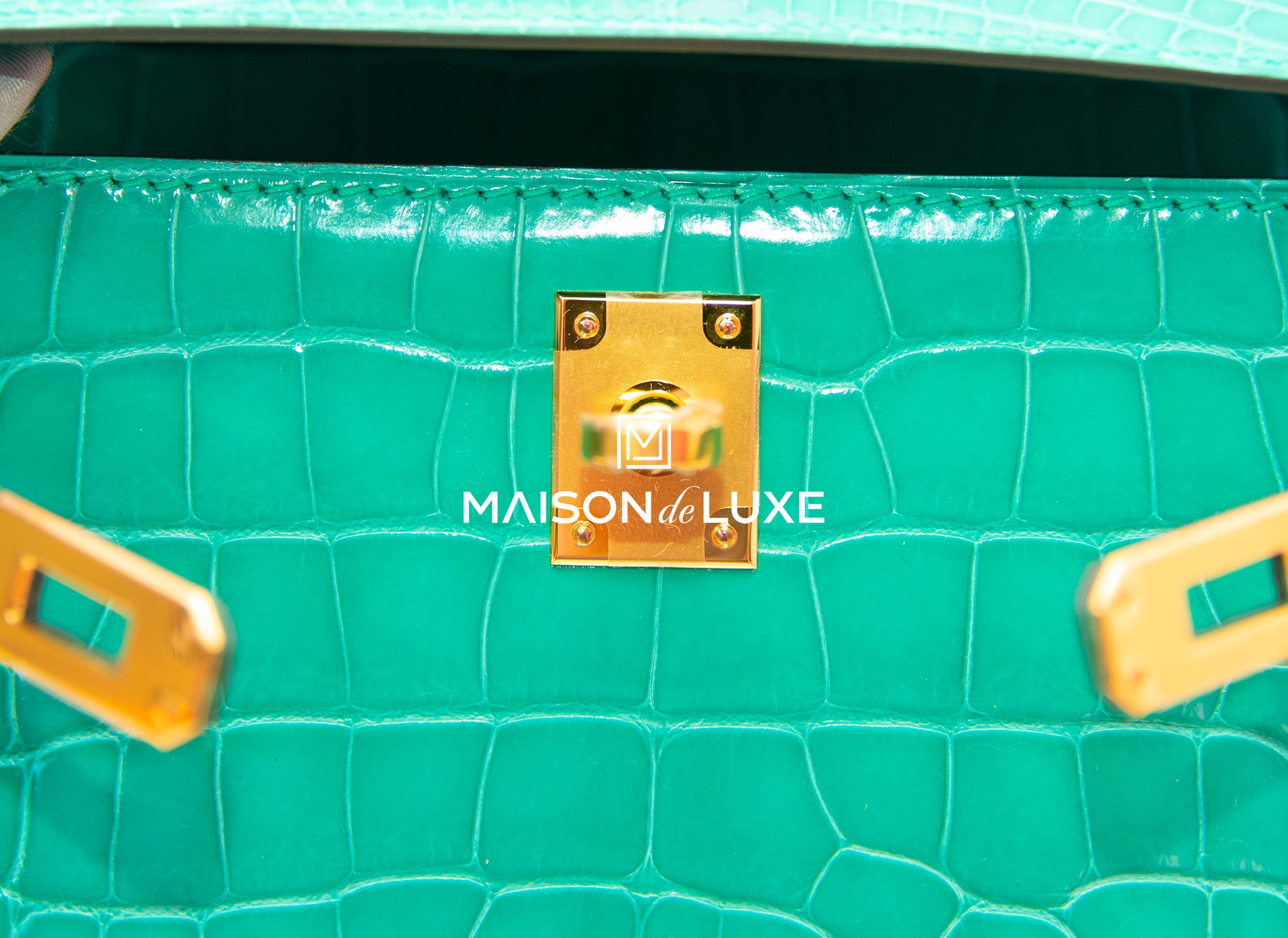 Luxury Maison Ltd. - New 6O vert jade shiny Croc Kelly pochette ghw  #kellypochette #vertjade