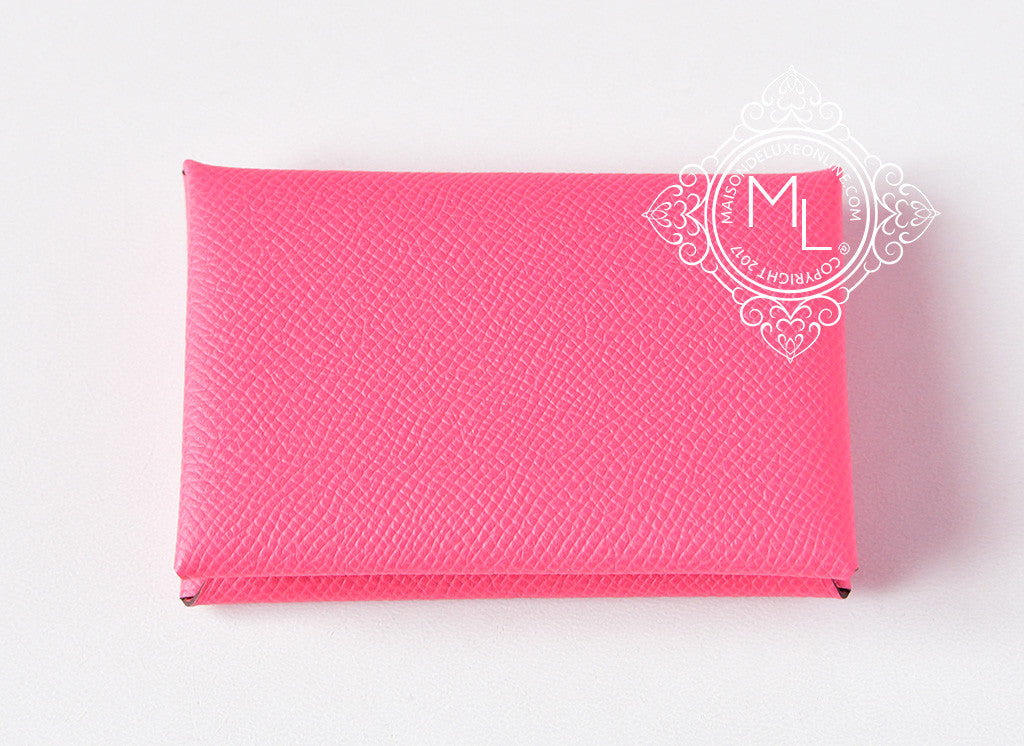 Hermes Flamingo Pink Epsom Calvi Card Case Holder - MAISON de LUXE