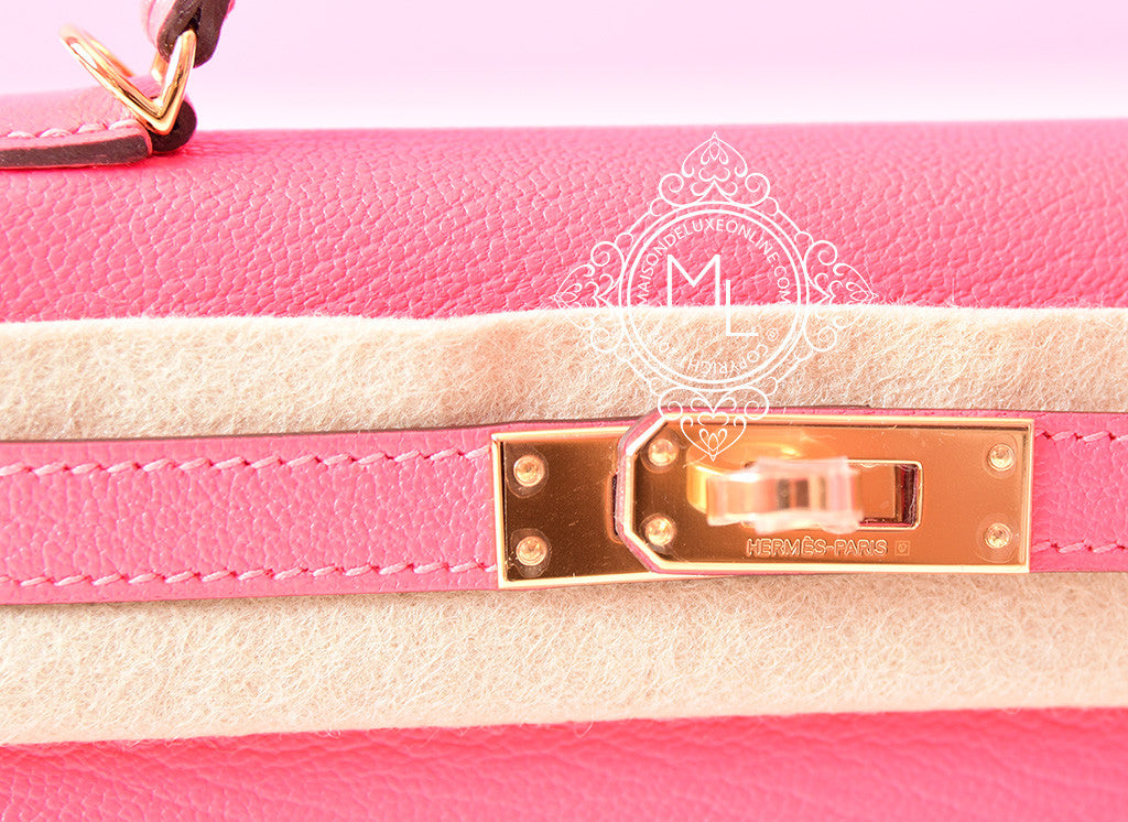 Hermès Hermès 20cm Rose Sakura Epsom Leather Mini Kelly Ii in Pink