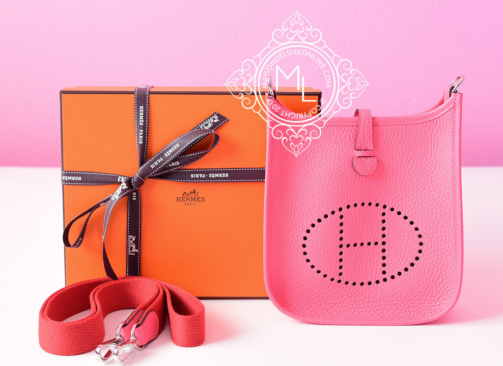 Mini evelyne leather crossbody bag Hermès Pink in Leather - 36099817