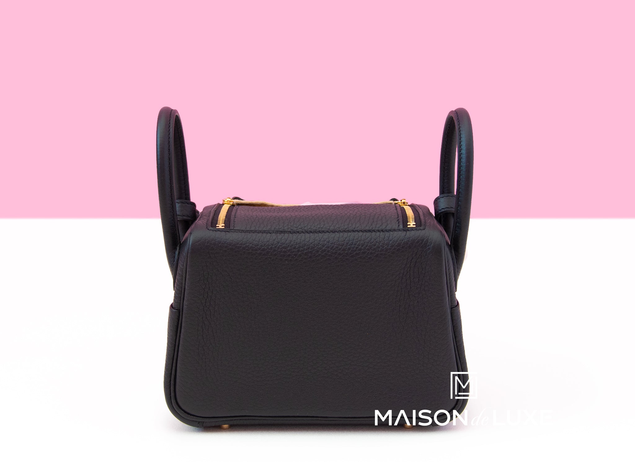 Hermès mini kelly handbag 20 black leather shoulder strap cm