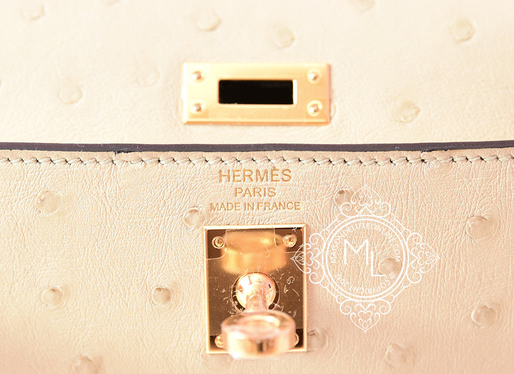HERMÈS KELLY 25CM CHAI Ostrich Leather with Gold Hardware – LuxuryPromise