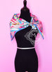 Hermes "Sangles en Zigzag" Fuchsia Jaune Twill Silk 90 cm Scarf