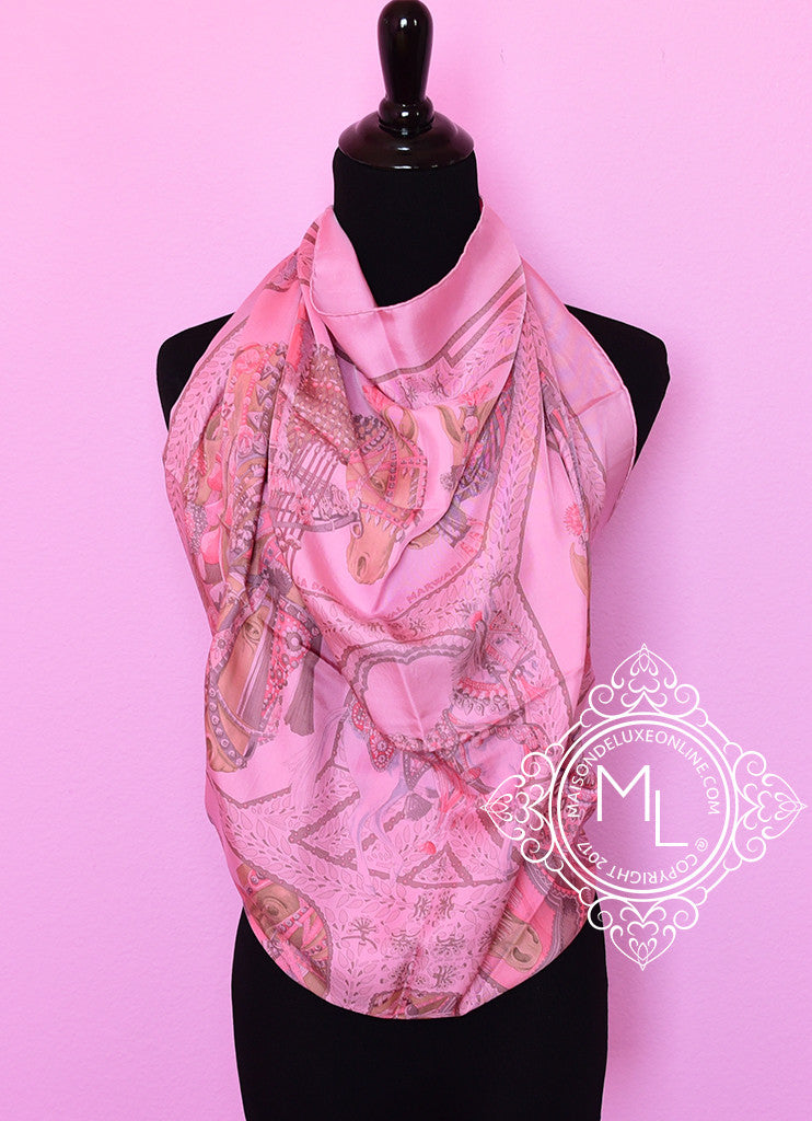 Hermes Pink Dip Dye Silk 90 cm La Danse du Cheval Marwari Scarf