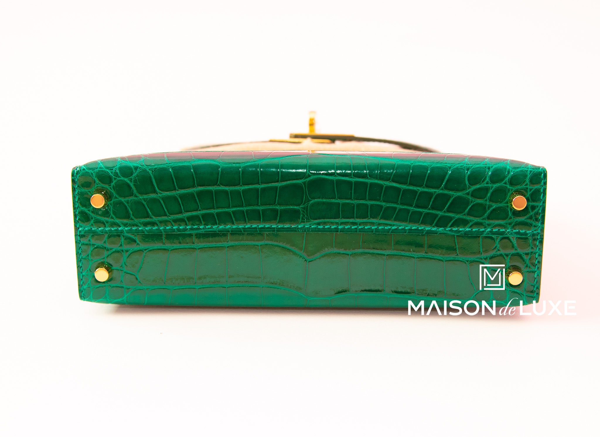 Hermès Kelly Vert Criquet Chèvre Mysore Mini II 20 Gold Hardware, 2021 (Like New), Green Womens Handbag