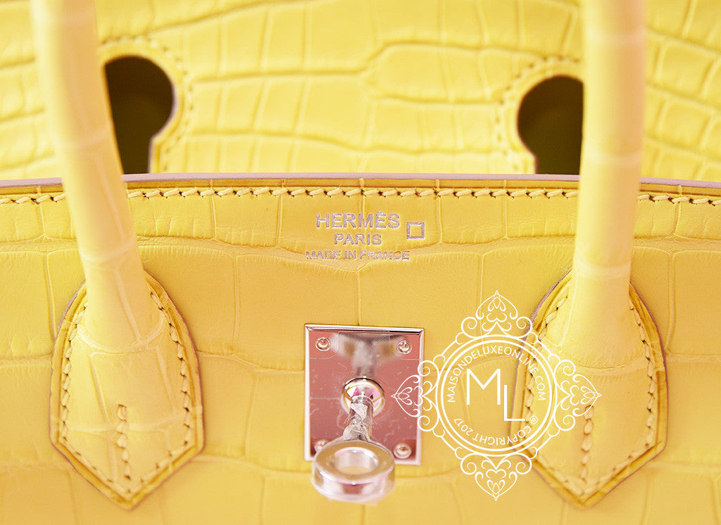 Hermès Birkin 25 Lime Yellow Matte Alligator Palladium Hardware – ZAK BAGS  ©️