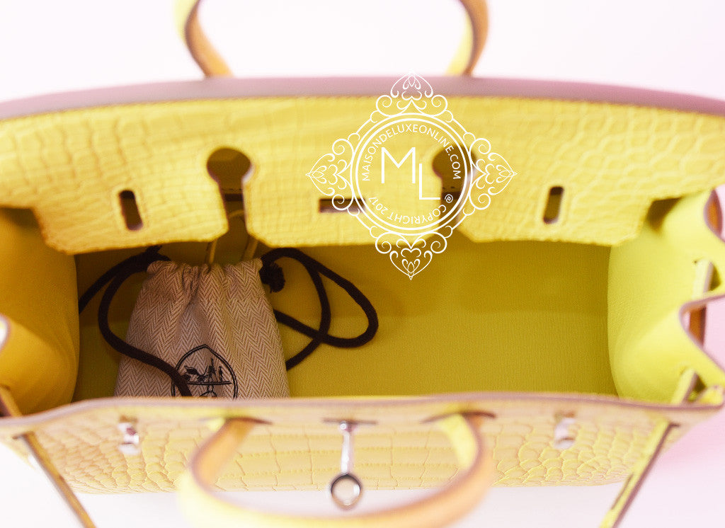 Birkin 25 leather handbag Hermès Yellow in Leather - 35832142