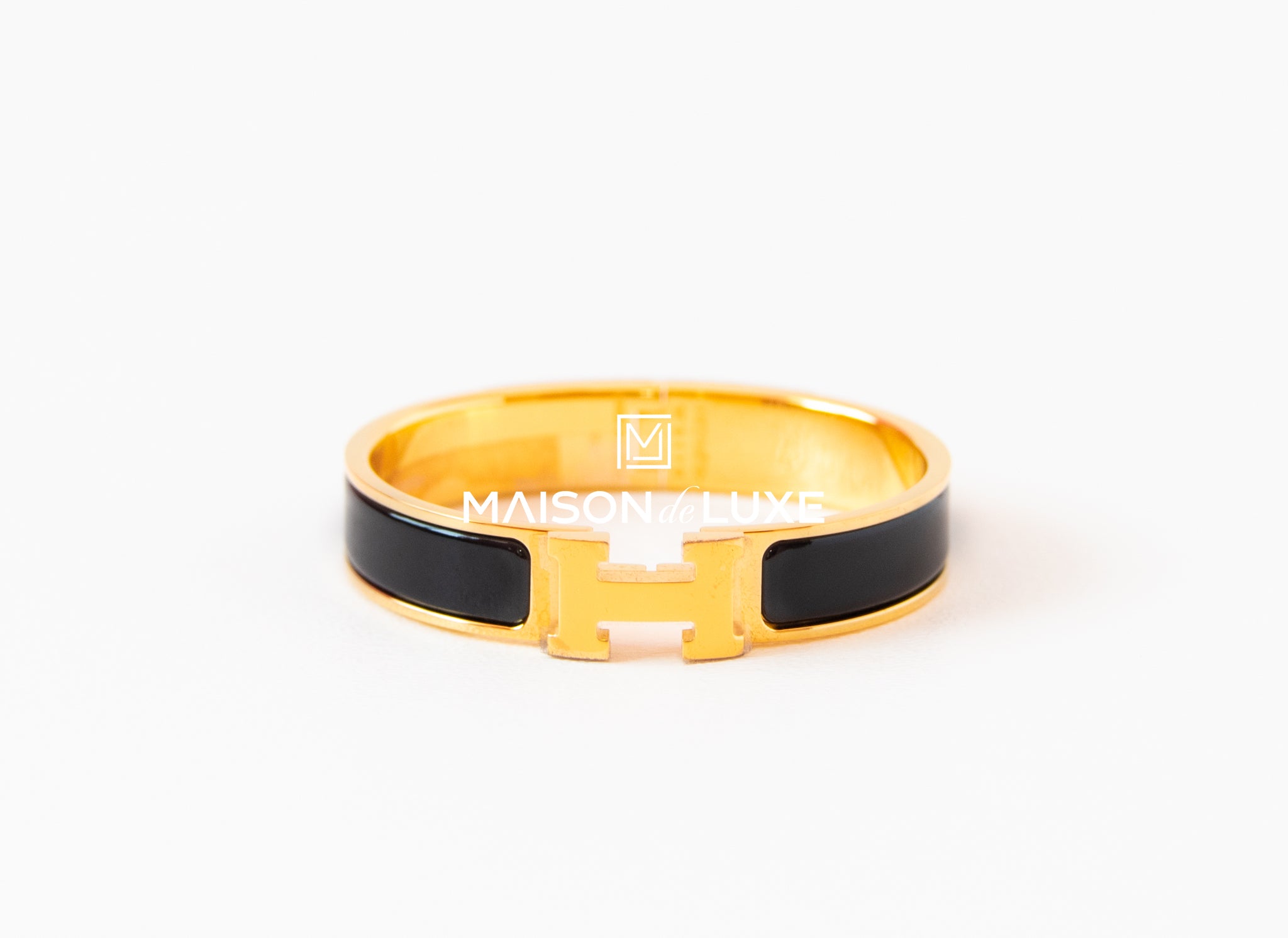 Hermes Black Clic Clac H Narrow Bracelet Cuff PM - MAISON de LUXE
