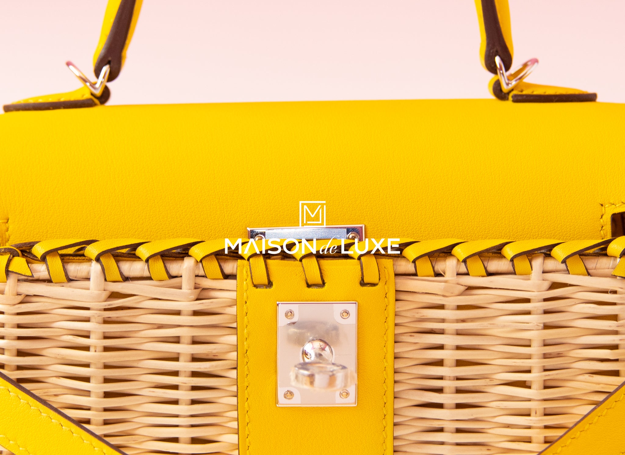 Hermès Jaune De Naples Swift And Osier Wicker Mini Picnic Kelly 20  Palladium Hardware, 2019 Available For Immediate Sale At Sotheby's