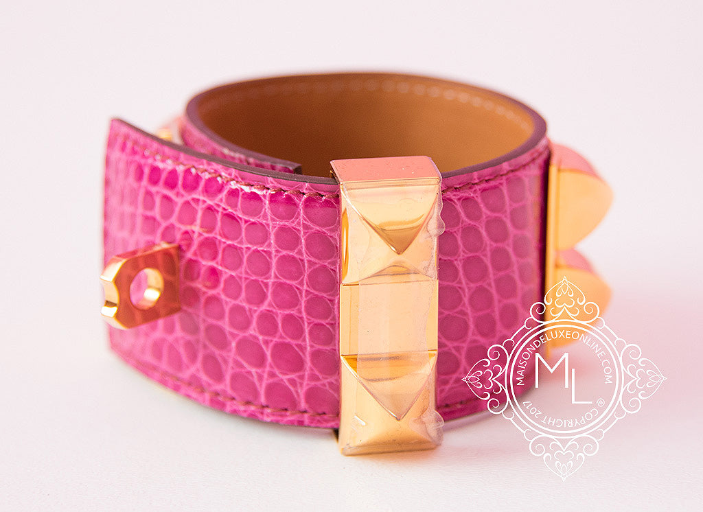 Hermès Pink Collier de Chien Bracelet